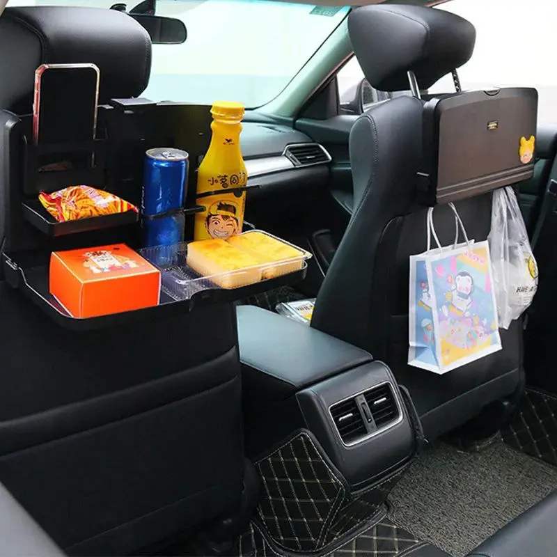 Comedero para asiento de carro con porta bebidas, snacks y organizador para viaje.