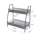 Estante organizador de 2 niveles para baño y cocina, color negro, 31x16x32cm.