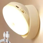 Lámpara LED recargable con sensor de movimiento, rotación 360°, ideal para cualquier espacio.