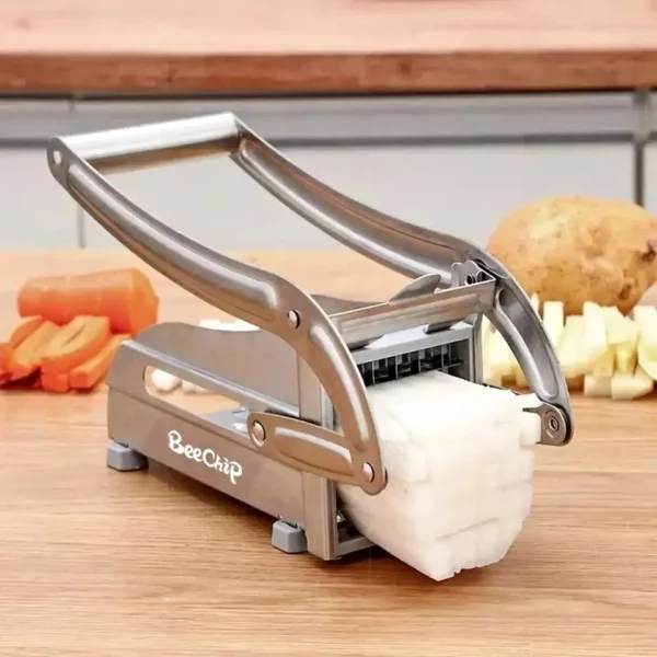 Cortador de papas fritas BeeChip: pica papas y vegetales fácilmente con este utensilio de cocina de acero inoxidable.