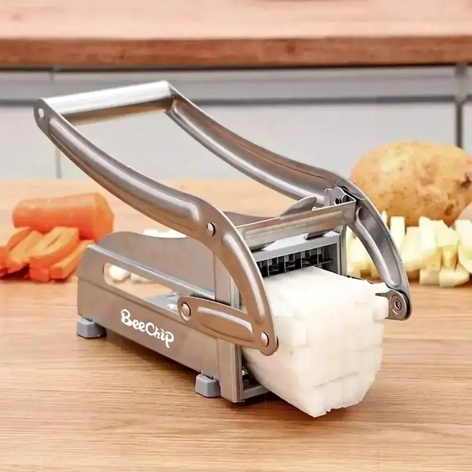 Cortador de papas fritas BeeChip: pica papas y vegetales fácilmente con este utensilio de cocina de acero inoxidable.