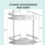 Repisa esquinera flotante de 2 niveles para baño, 36x29x22cm, organizador de ducha.