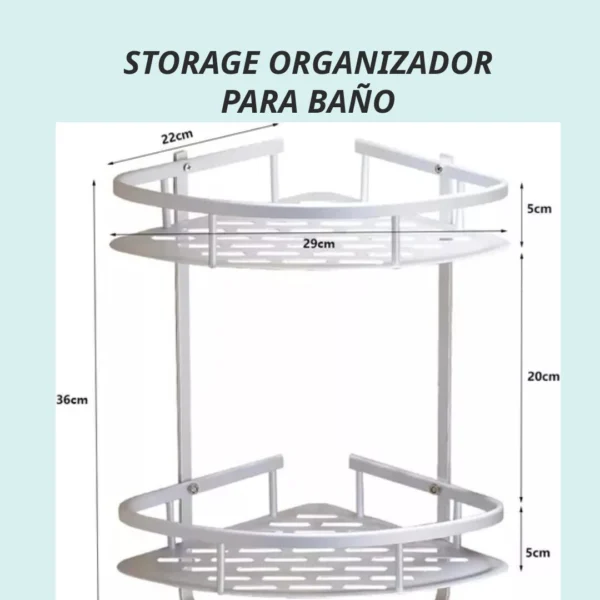 Repisa esquinera flotante de 2 niveles para baño, 36x29x22cm, organizador de ducha.