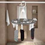 Tendedero de ropa interior circular con 2 colgadores, ideal para secar calcetines y prendas pequeñas.