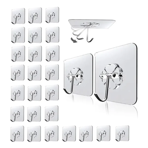 2 cepillos largos y 3 ganchos colgadores adhesivos transparentes para pared.