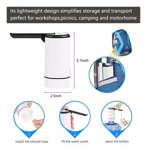 Dispensador de agua portátil para botellón, fácil de usar y transportar.