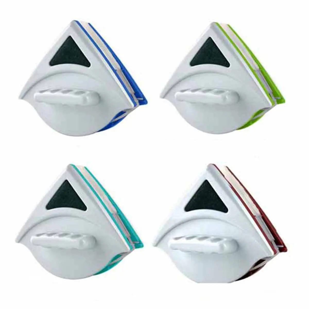 Limpia vidrios magnético doble cara para ventanas, disponible en varios colores.