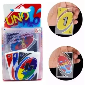 Juego de cartas UNO H2O impermeables transparentes, ideal para 2-10 jugadores.