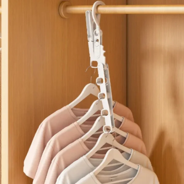 Colgador de ropa 5 en 1 para ahorrar espacio en el armario, organiza camisetas.