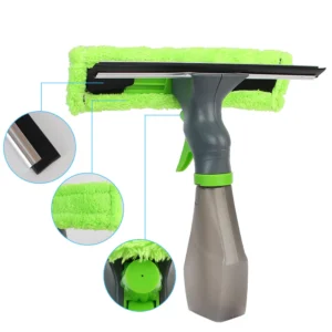 Limpiavidrios Haragán 3 en 1 con spray: escobilla, rasqueta y pulverizador para limpieza.