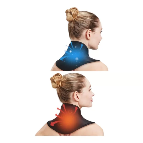 Compresa cervical de gel con efecto frío y calor para alivio del dolor de cuello.