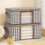 Caja organizadora de sábanas y cobijas, diseño príncipe de gales, 2 unidades.