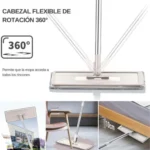 Trapero mopa plano con escurridor, cabezal flexible 360°, ideal para esquinas y debajo de muebles.