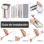 Trapero mopa plano con cubo escurridor y guía de instalación: pasos para armar.