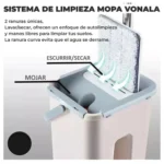 Trapero mopa plano Vonala con cubo escurridor para limpieza de suelos sin esfuerzo.