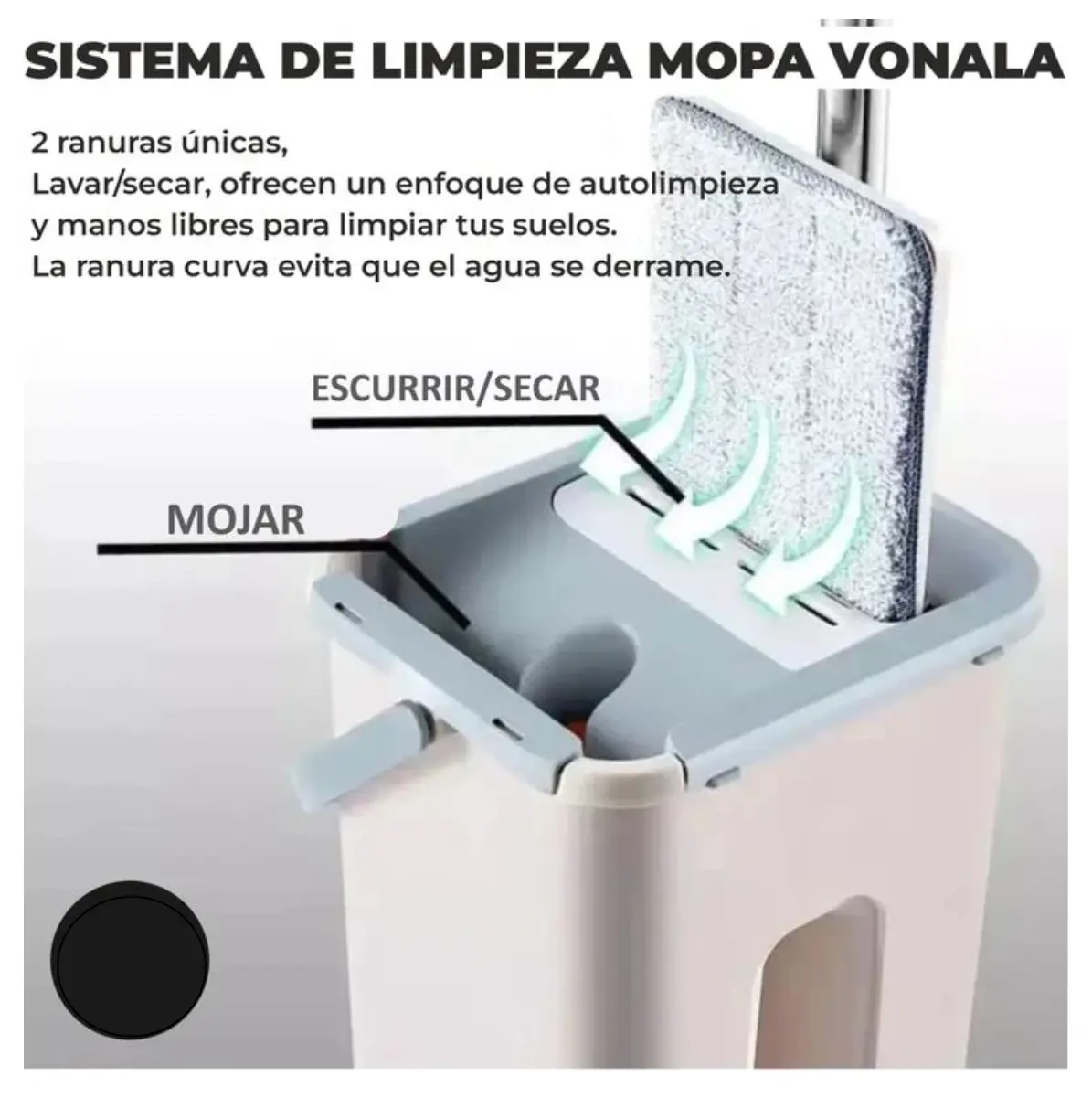 Trapero mopa plano Vonala con cubo escurridor para limpieza de suelos sin esfuerzo.