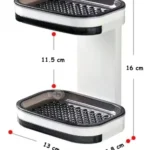 Jabonera doble Nivel con drenaje para baño, medidas 16x13x8.8cm, repisa organizadora.