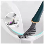 Escobilla de silicona flexible para limpieza profunda del inodoro, color gris y verde.