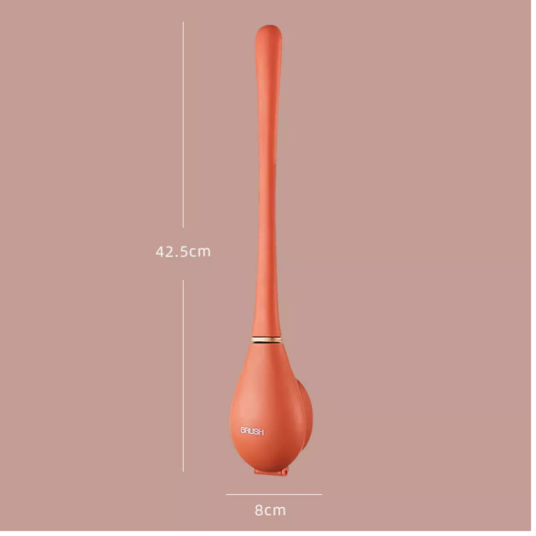 Escobilla de silicona para limpieza de baño color coral, 42.5 cm de largo.