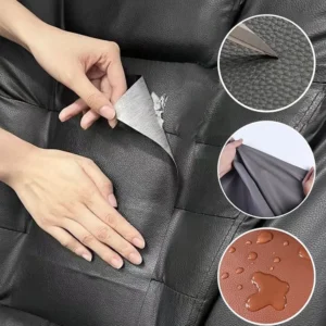 Parche autoadhesivo para reparar cuero negro de sofá rasgado, prueba de agua.