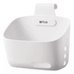 Cesta colgante blanca "offcat" con gancho, ideal para organizar espacios.