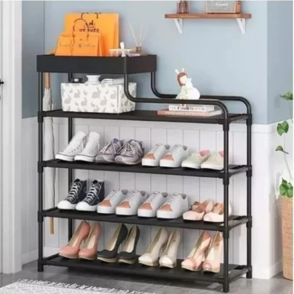 Organizador multifuncional rack estante con 4 niveles para zapatos y accesorios.
