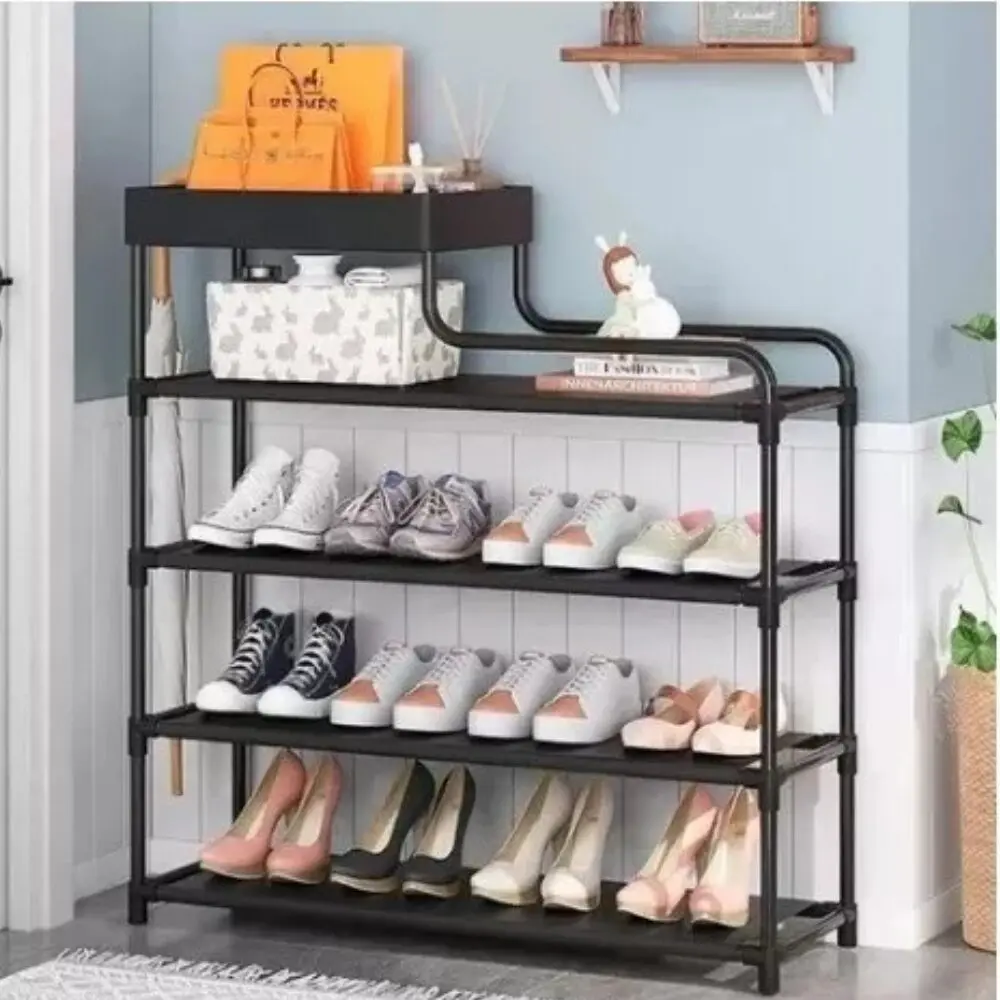 Organizador multifuncional rack estante con 4 niveles para zapatos y accesorios.