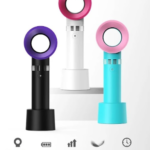 Ventilador sin aspas portátil, ideal para refrescar, disponible en varios colores.