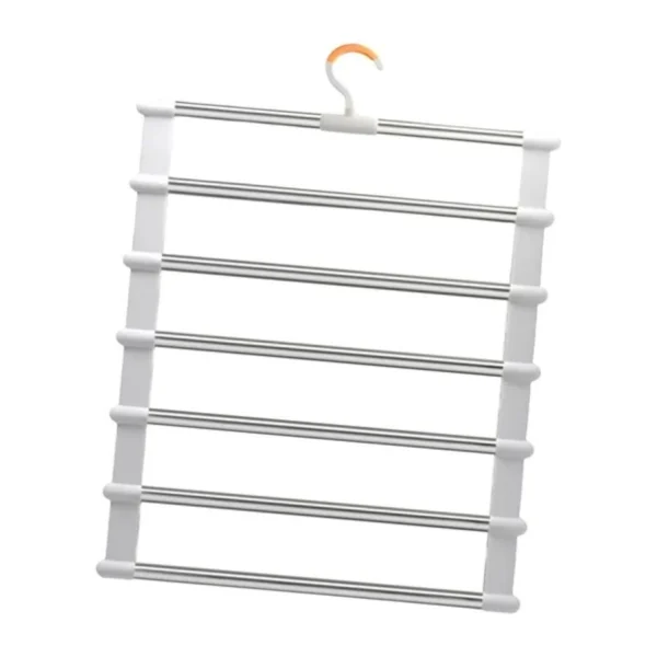 Gancho ahorrador de espacio 6 en 1 para colgar ropa en closet, con barras metálicas.