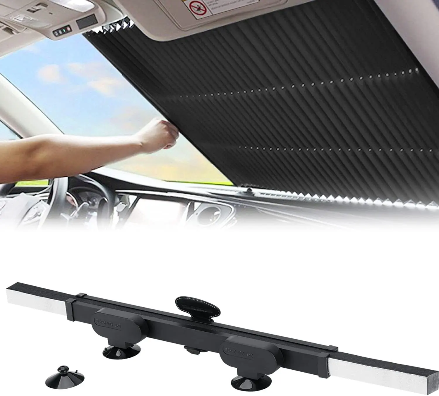 Parasol retráctil para carro, fácil de instalar en parabrisas, protege del sol.