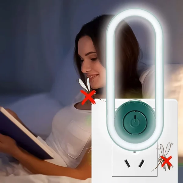 Repelente ultrasónico de mosquitos con luz LED para habitación, ahuyenta insectos.