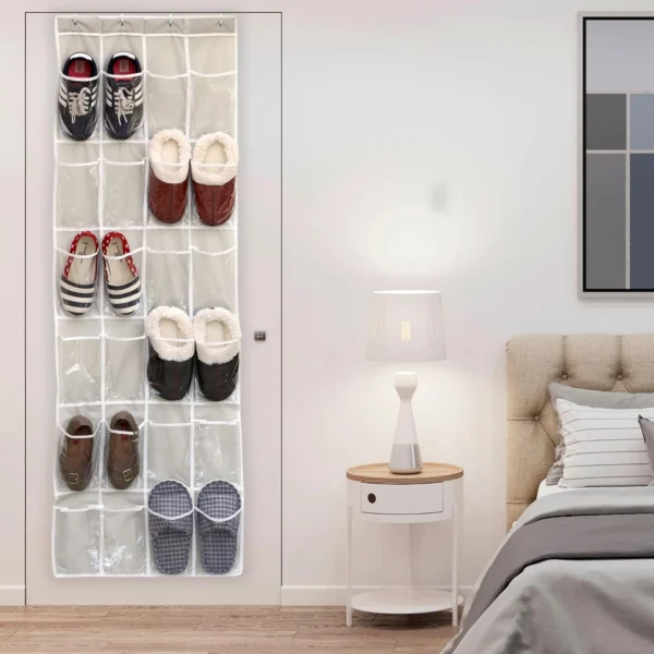 Organizador de zapatos colgante de 24 bolsillos para colgar en puerta, ideal para calzado.