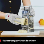 Set x2 guantes anticorte resistentes para rallar queso con seguridad.