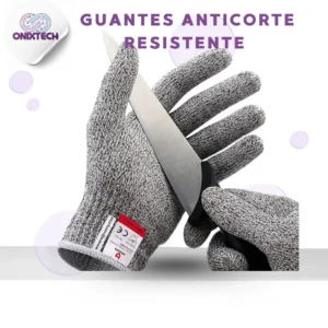 Set x2 guantes anticorte resistentes ONIXTECH protegiendo manos de cuchillo.