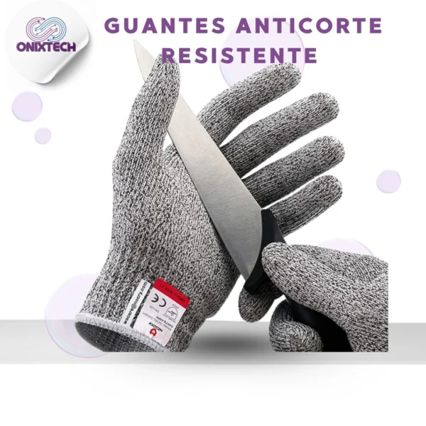 Set x2 guantes anticorte resistentes ONIXTECH protegiendo manos de cuchillo.