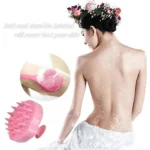 Cepillo para ducha corporal de silicona, masajeador de cabeza y exfoliante para piel suave.