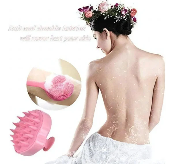 Cepillo para ducha corporal de silicona, masajeador de cabeza y exfoliante para piel suave.