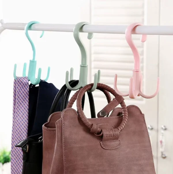 Gancho giratorio multifuncional para colgar bolsos y accesorios. Set x3.