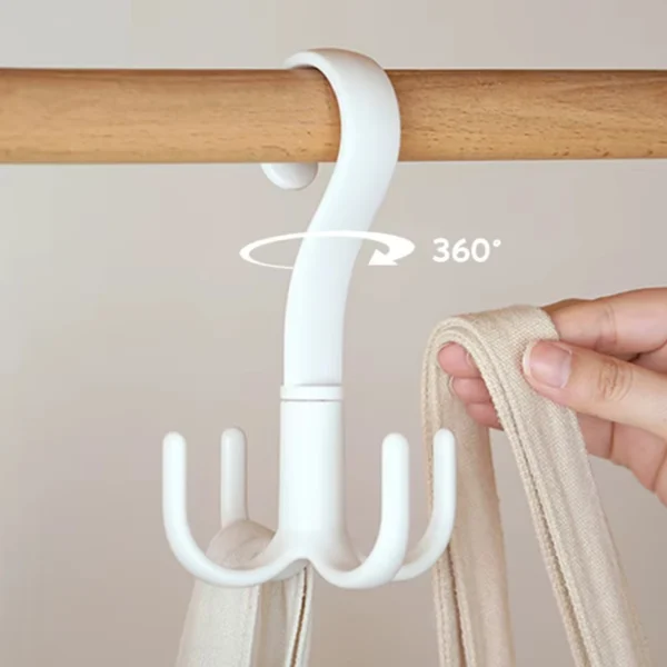 Gancho multifuncional giratorio blanco para colgar bolsos, 360 grados, organizador de armario.