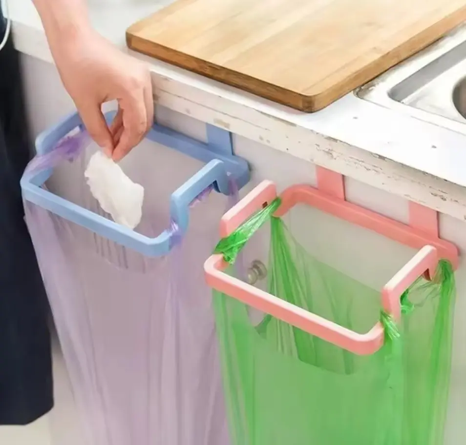 Soporte colgante para bolsas de basura, ideal para cocina, x2 unidades.