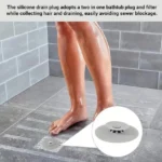 Tapón de silicona para drenaje de ducha con filtro para cabello, evita bloqueos.