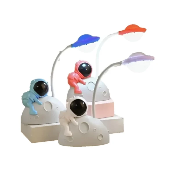 Lámpara de escritorio con astronauta en la luna, luz LED en forma de OVNI, ideal para mesa.