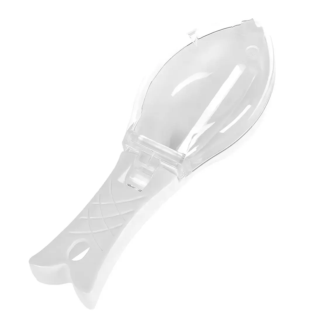 Set x2 limpiador de escamas de pescado blanco con diseño de pez transparente.