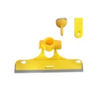 Limpia vidrios amarillo multifuncional con accesorios para limpieza eficiente.