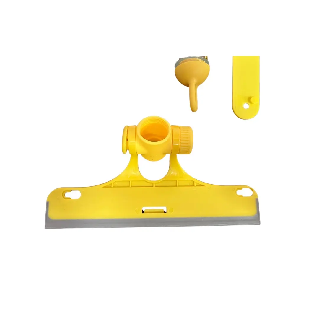 Limpia vidrios amarillo multifuncional con accesorios para limpieza eficiente.