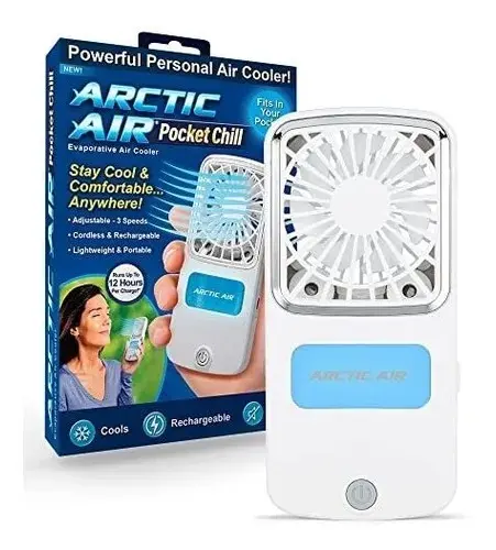 Ventilador de mano Arctic Air Pocket Chill recargable, potente y portátil para aire fresco en cualquier lugar.