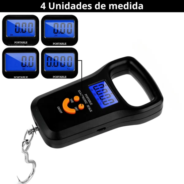 Balanza digital de equipaje portátil con gancho, lee en Kg, Lb, Jin, Oz.
