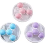 Filtro para lavadora X3 con diseño de tres esferas, disponible en rosa, azul y morado.