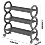 Estante para zapatos con ruedas, organizador de 3 niveles metálico, 46cm ancho x 56cm alto.