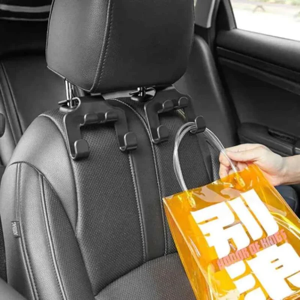 Gancho multifuncional para silla de carro: organiza bolsas y objetos en el asiento trasero.